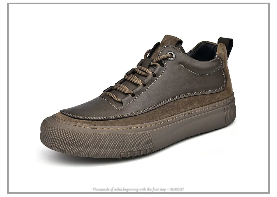 SURGUT-Chaussures décontractées en cuir de vachette pour hommes, coordonnantes, confortables, mode, épissage, semelle optique, automne, hiver, taille 38-44