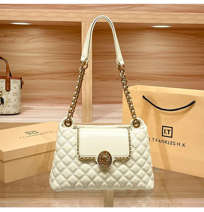 Sac à chaîne en cuir véritable pour femmes en 2025, nouveau design avec un sens du luxe, sac à bandoulière sous les bras de grande capacité