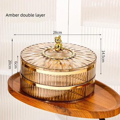 Boîte à snacks transparente multicouche, anti-poussière, acrylique, fruits secs, boîte de rangement pour bonbons et noix, salon moderne, conteneur solaire