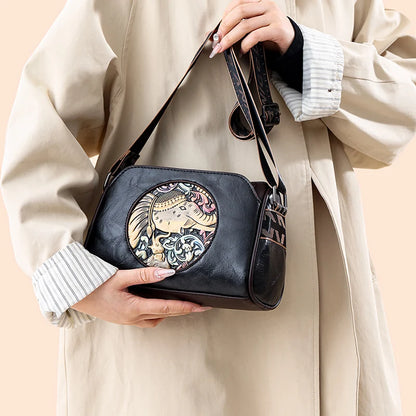 sac de luxe femme sacs bandoulière à imprimé animal sacs carré MOODS-Sacs à bandoulière de style vintage pour femmes, éléphant en relief, mini sac messager carré initié, sacs à main de créateur de luxe, 2024