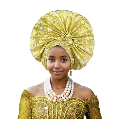 Turban africain nigérian, Bonnet Hijab Auto Gele, couvre-chef déjà fabriqué Sego Gele, bandeau pour fête de mariage