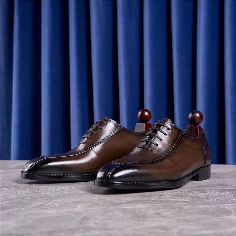 Chaussures Oxfords rétro en cuir véritable pour hommes, chaussures de luxe faites à la main, style britannique, mode confortable, noir, fête de mariage, qualité