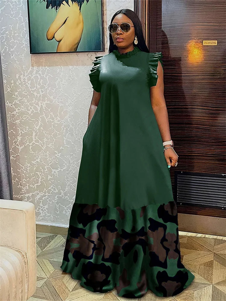 Wmstar-Robes grande taille pour femmes, vêtements de fête d'été, patchwork élégant, pleine longueur, mode maxi, vente en gros, livraison directe