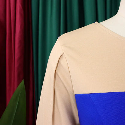 Robe élégante à col rond pour femme, manches trois quarts, gaine patchwork, hanches GT, mi-mollet, affaires professionnelles, chaud, bureau