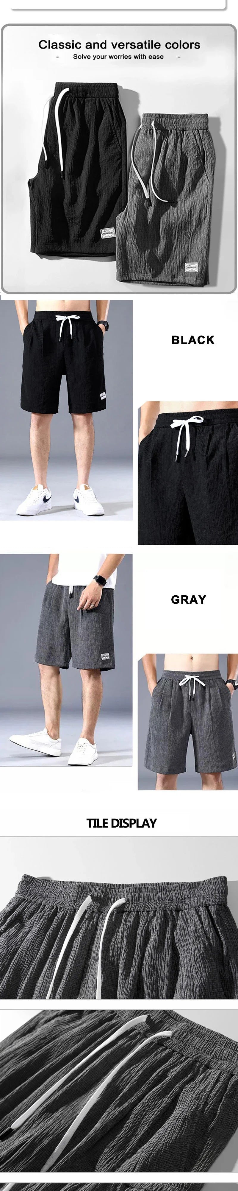 Lce – short de sport en soie pour hommes, pantalon court, ample, jambe droite, Cool, respirant, nouvelle tendance, décontracté, XL-XXXL