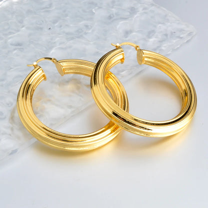 Boucles d'oreilles Twist Hoop pour femmes, grand cercle rond, boucle d'oreille face, déclaration de mode, accessoires de bijoux, document en or, Hip Hop