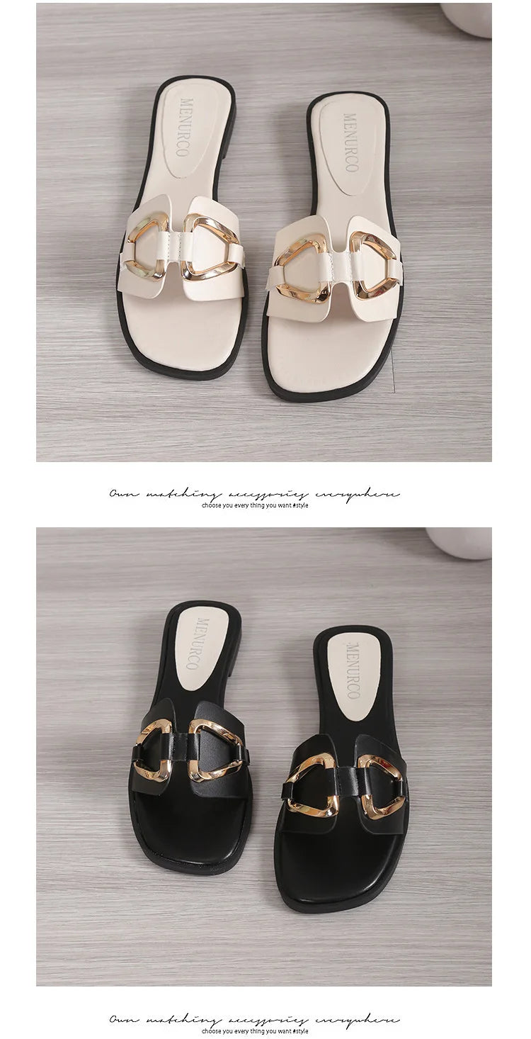 Pantoufles de luxe pour femmes, Design à boucle, petit Style d'encens, sandales plates décontractées pour femmes, vêtements externes, diapositives de plage de sable d'été pour femmes