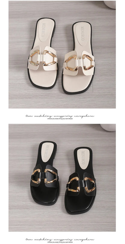 Pantoufles de luxe pour femmes, Design à boucle, petit Style d'encens, sandales plates décontractées pour femmes, vêtements externes, diapositives de plage de sable d'été pour femmes
