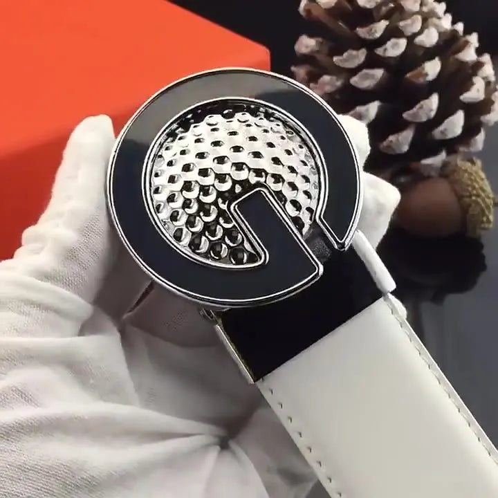 Ceinture de Golf blanche pour hommes, Texture cuir, coiffeur, boucle automatique, Simple, haute qualité, décontractée, pantalon pour jeunes