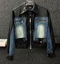 Veste en cuir à manches longues pour hommes avec fermeture éclair, vestes en denim épissées pour hommes, court et décontracté, mode haut de gamme, printemps et automne, 2024