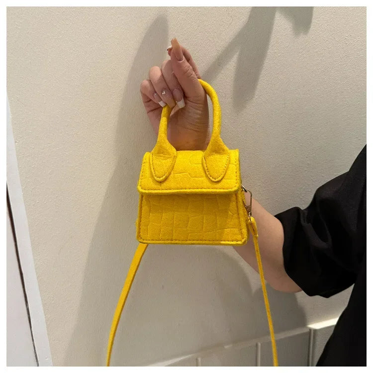 Sac à main en feutre coloré pour femme, mini sacs à main, sac à bandoulière, motif pierre, initié