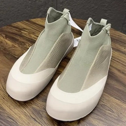 Hommes printemps mode extérieur chaussures de marche respirant confortable loisirs bout rond couleur unie sans lacet hommes chaussures en tissu décontracté