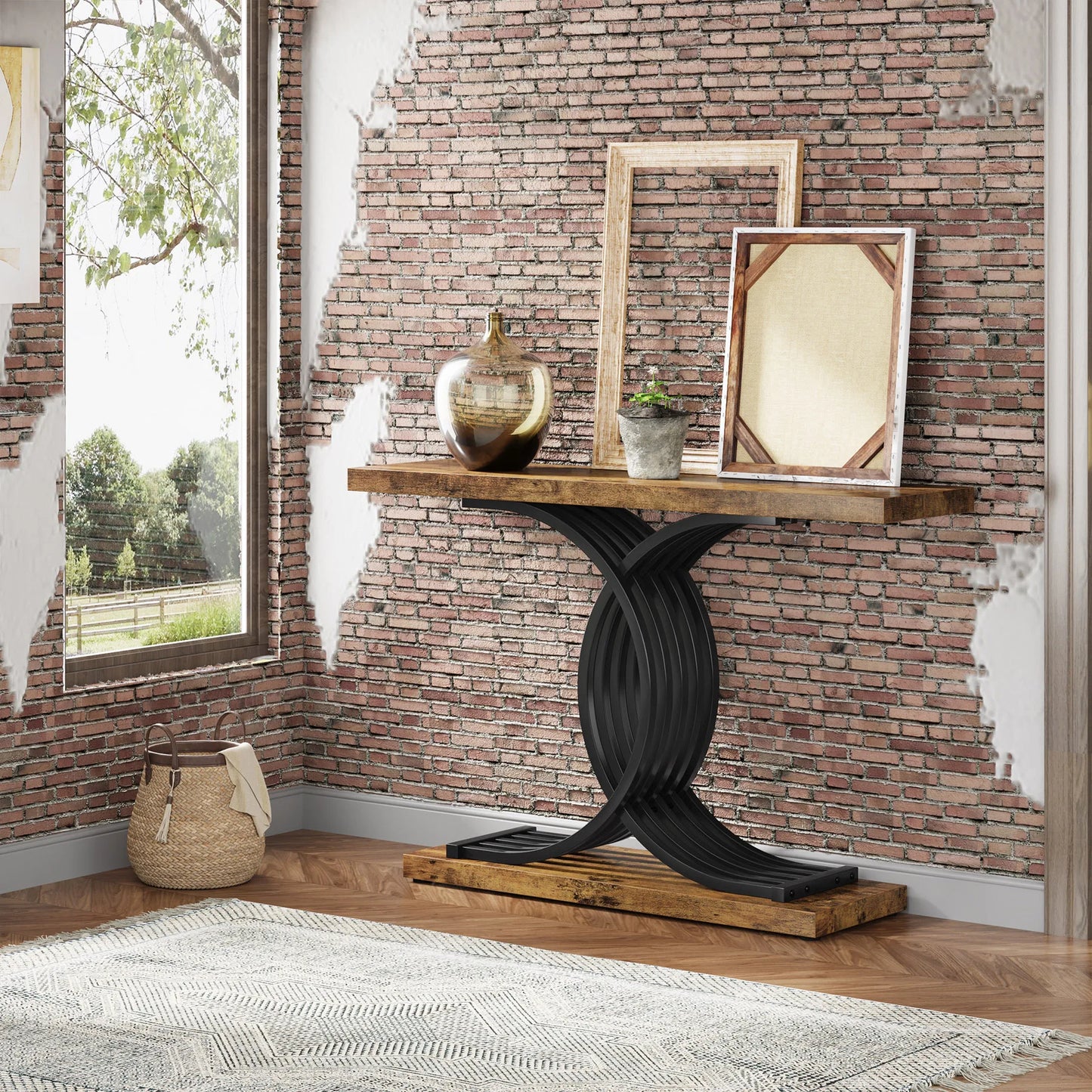 Tribesigns-Table d'entrée dorée, canapé moderne en imitation marbre, avec pieds géométriques en métal, 39 pouces