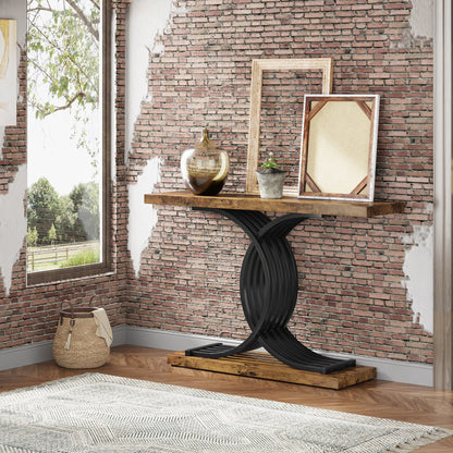 Tribesigns-Table d'entrée dorée, canapé moderne en imitation marbre, avec pieds géométriques en métal, 39 pouces