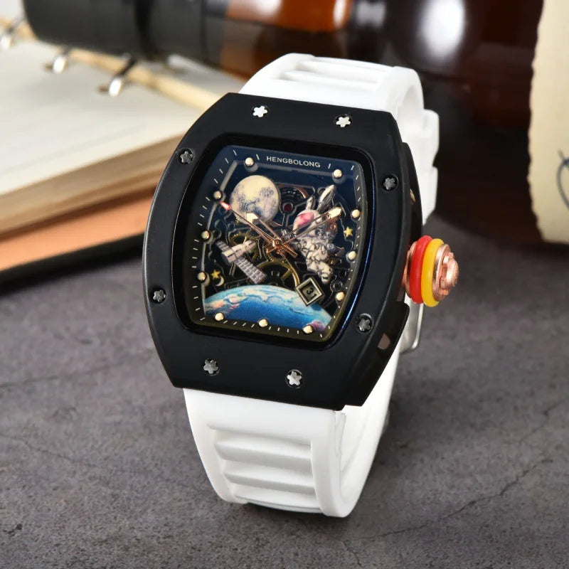 Bande de mode de luxe Tonneau hommes montre lumineuse étanche Date Sport haute qualité montres à Quartz hommes en acier AAA hommes montre-bracelet