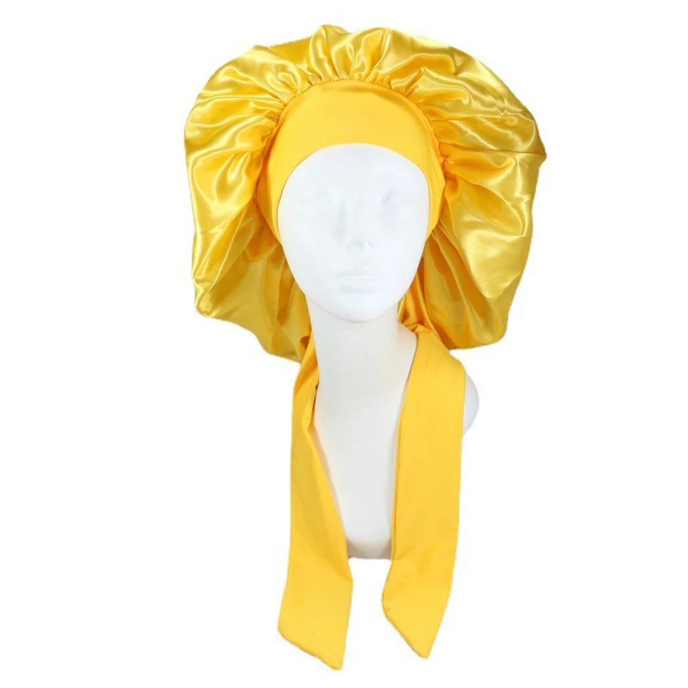 Nouveau bonnet de cheveux en Satin pour dormir, Invisible, plat, Imitation soie, rond, soins capillaires pour femmes, couvre-chef, bouton de réglage de cérémonie, chapeau de nuit