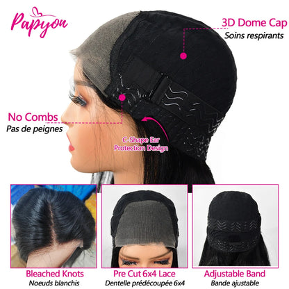 6x4 Perruque Cheveux Humain Sans Colle Perruque Ni Gel Prête à Aller 4X4 Lace Closure Perruque Sans Colle Livraison 3 Jour Franc