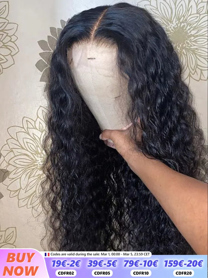 Perruque Lace Closure Wig sans colle bouclée, cheveux naturels, Deep Wave, HD, 13x6, pre-à-porter, densité 200