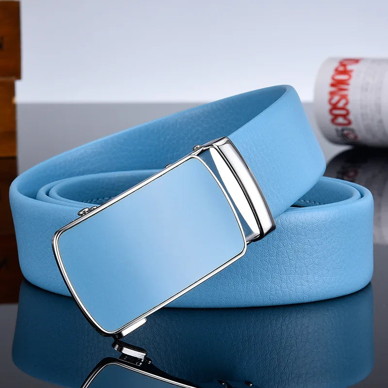 Ceinture automatique bleu ciel pour hommes et femmes, ceinture de loisirs d'affaires, bande passante 3cm et 2024 cm, nouvelle mode, 3.5