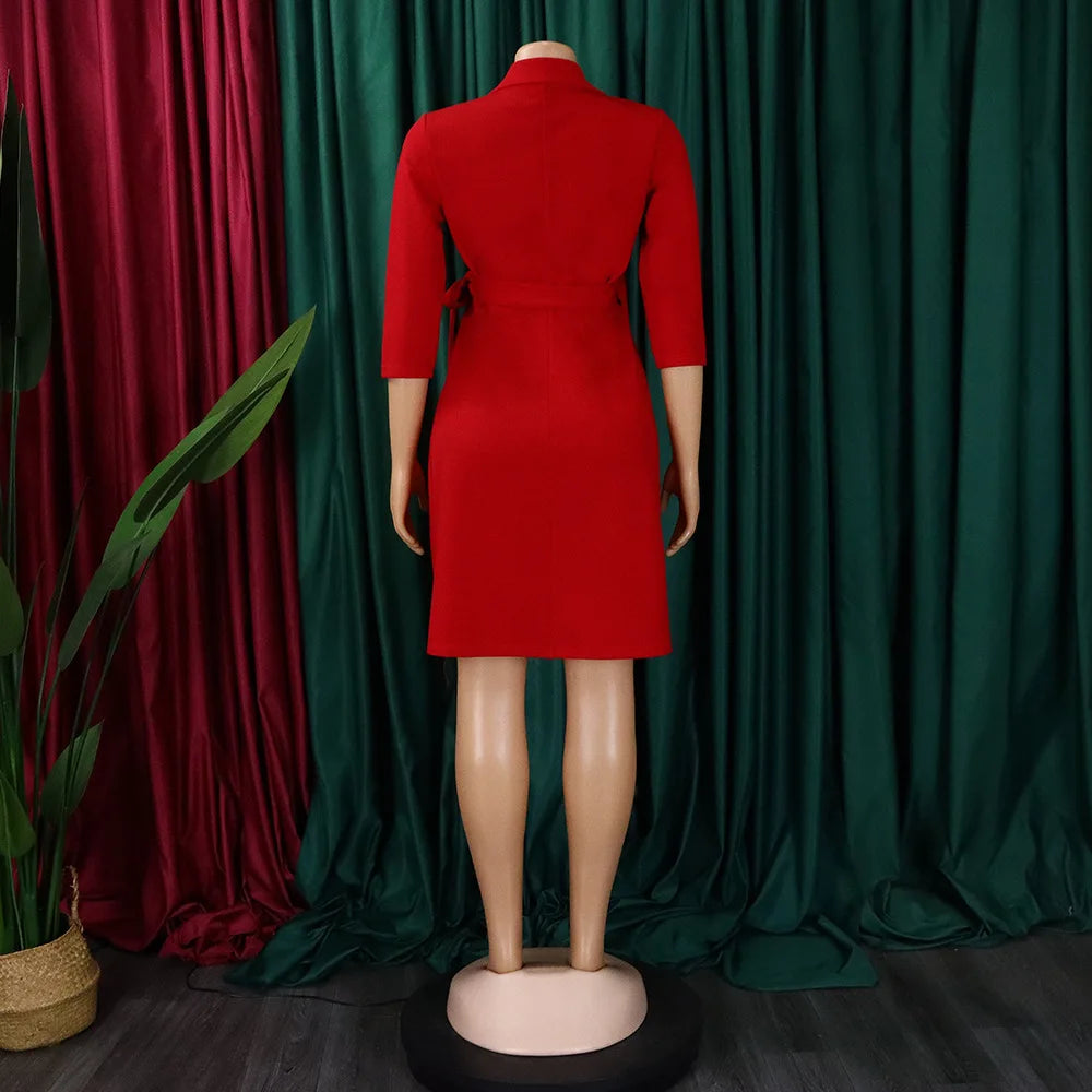 Robe plissée pour femmes, grande taille, col plissé, style blazer, bureau, vintage, sexy, ceinture, fête, serrée, courbée, courte