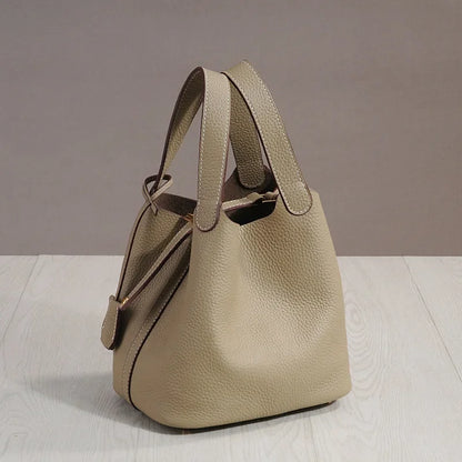 Sac à lunch en cuir de vachette véritable, panier alimentaire E27, sac à main de pique-nique Amazon, poignée supérieure souple, 2024 importé