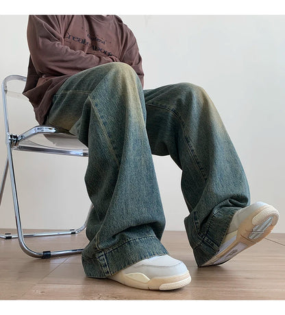Jeans hommes Baggy Jean droit décontracté en détresse Vintage Jean pantalon hommes jambe large Denim pantalon mâle surdimensionné Streetwear mode