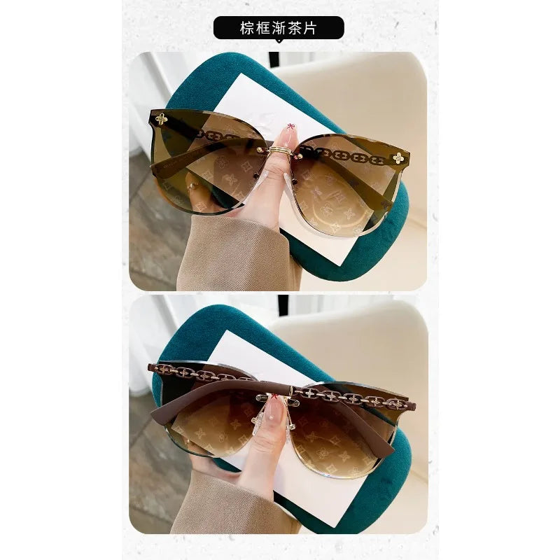 Nouvelle mode sans cadre bord de coupe lettre Style haut de gamme petit parfum femmes lunettes de soleil lunettes de soleil lunettes de soleil