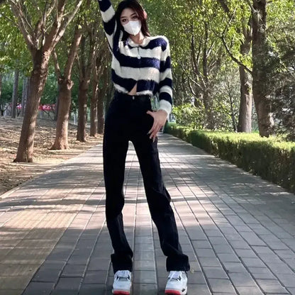 Goth broderie Baggy jean femmes rue Harajuku Vintage haute attente jean femme décontracté jambe large Y2k pantalon femmes pantalon