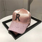 Casquette de baseball en satin brillant avec lettre R pour femmes et filles, chapeaux Snapback, sports de plein air, hip hop, soleil, printemps, été, mode