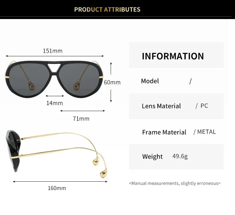 Marque de luxe concepteur surdimensionné pilote lunettes de soleil femmes pour hommes 2025 populaire Vintage lunettes de soleil Punk Double pont lunettes
