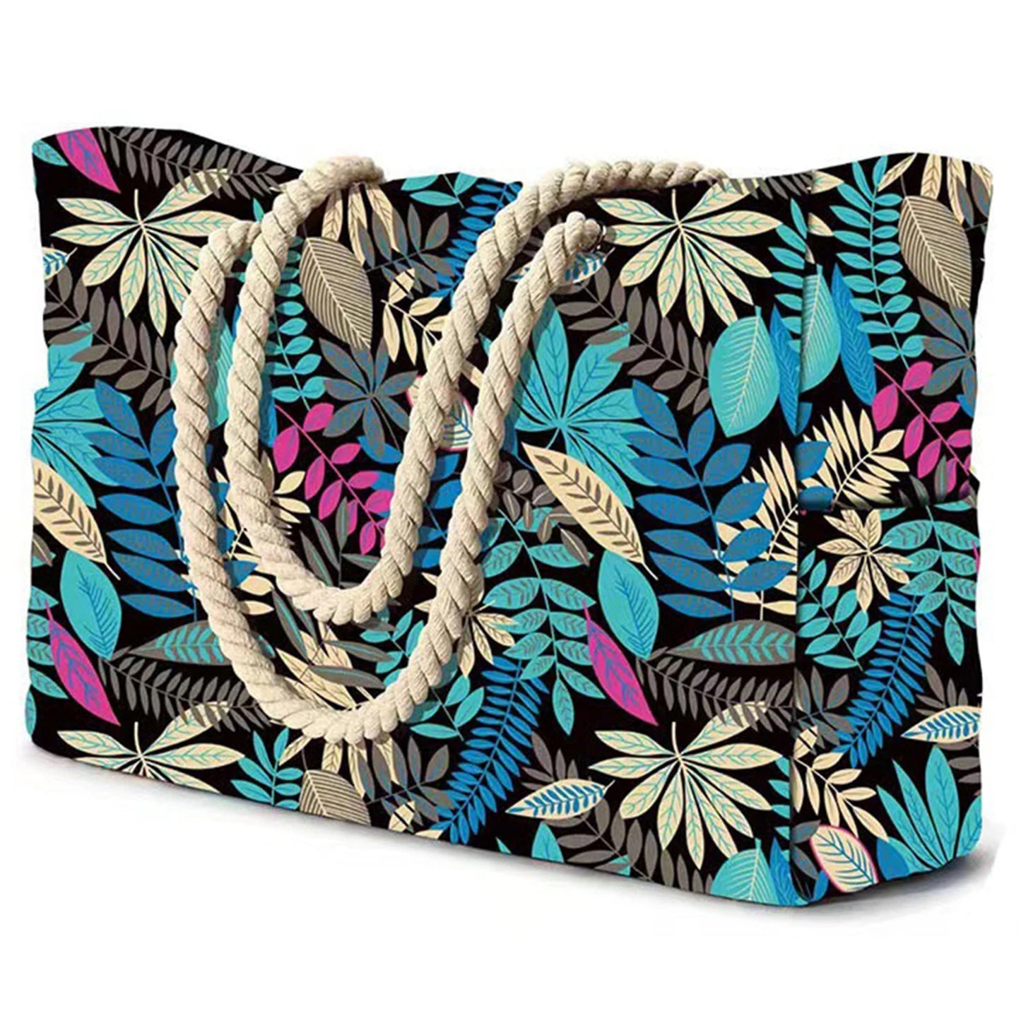 Sac extérieur rayé à fermeture éclair pour les voyages et les vacances en plein air, toile imperméable et résistante au sable, sac de plage pliable pratique-zmt