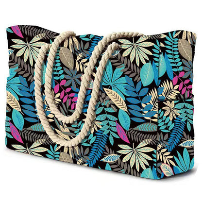 Sac extérieur rayé à fermeture éclair pour les voyages et les vacances en plein air, toile imperméable et résistante au sable, sac de plage pliable pratique-zmt