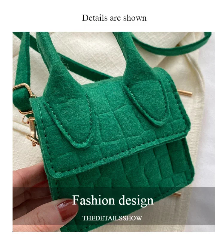 Sac à main en feutre coloré pour femme, mini sacs à main, sac à bandoulière, motif pierre, initié