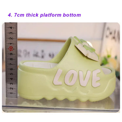 Feerldi nouveau 2025 blanc rose nœud papillon pantoufles femme haute plate-forme EVA diapositives sandales de créateur sabots de plage femmes ascenseur chaussure