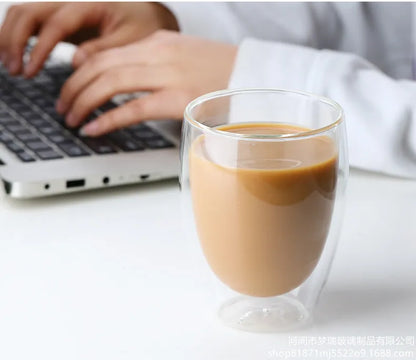 Tasse en verre à Double paroi résistante à la chaleur, 80-650Ml, bière, lait, café, eau, tasse transparente, vente en gros, service à boissons en verre, cadeau