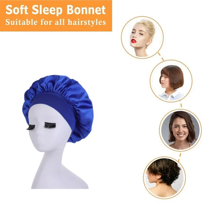 Femmes Satin solide à large bord chapeau de couchage nuit Bonnet de nuit soins des cheveux Bonnet Bonnet de nuit pour femmes hommes unisexe casquette bonnet de nuit