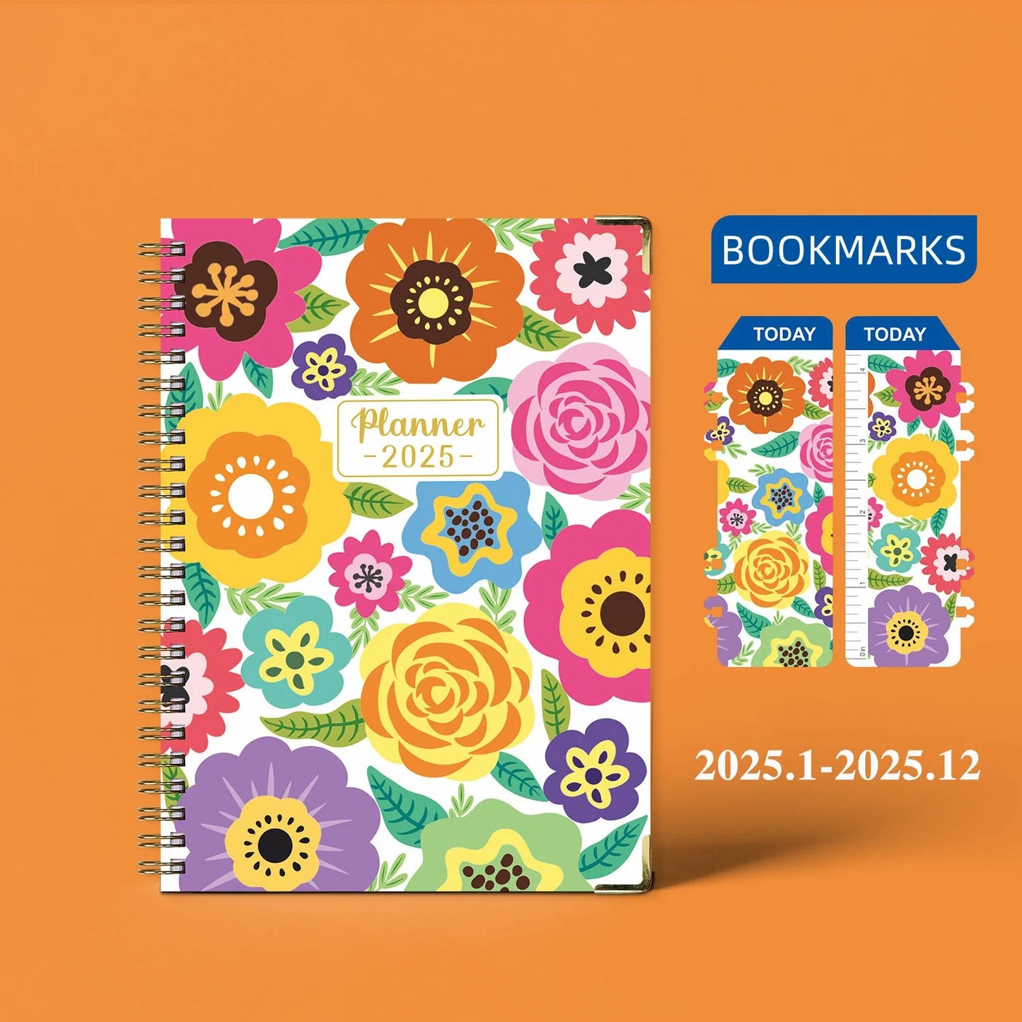 Bview Art 2025 Planificateur hebdomadaire Anglais A5 Agenda PLANNER Coil Notebook