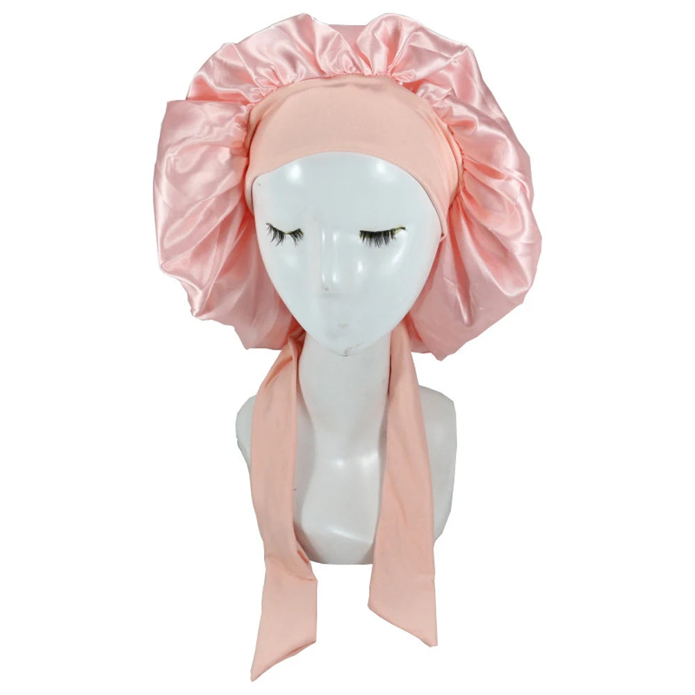Nouveau bonnet de cheveux en Satin pour dormir, Invisible, plat, Imitation soie, rond, soins capillaires pour femmes, couvre-chef, bouton de réglage de cérémonie, chapeau de nuit