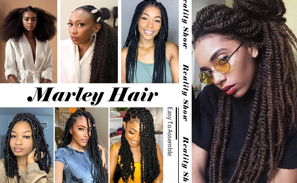 Karida Marley torsion tressage cheveux Crochet synthétique élastique Afro torsion Crochet cheveux Kanekalon Fiber pour tressage Extensions de cheveux