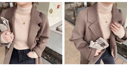 Pull à col roulé à manches longues pour femmes, optique, mince, doux, chaud, côtelé, hiver, automne, 2024