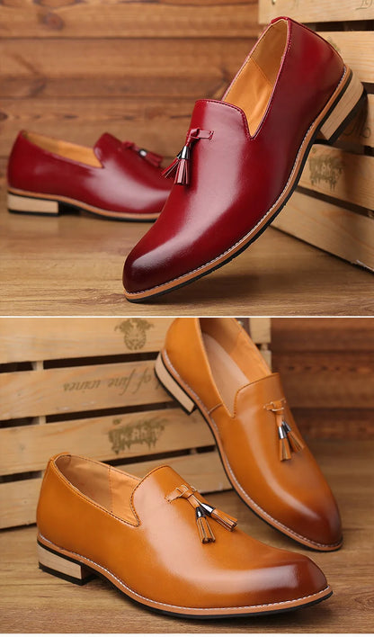 Chaussures en cuir pour hommes de luxe bureau hommes Oxfords formels pointu Oxford mariage en cuir hommes chaussures habillées mocassins à franges chaussures sociales