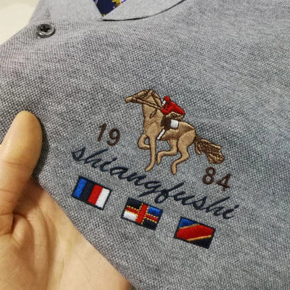 Polo brodé pour homme, haut respirant et confortable, mode décontractée