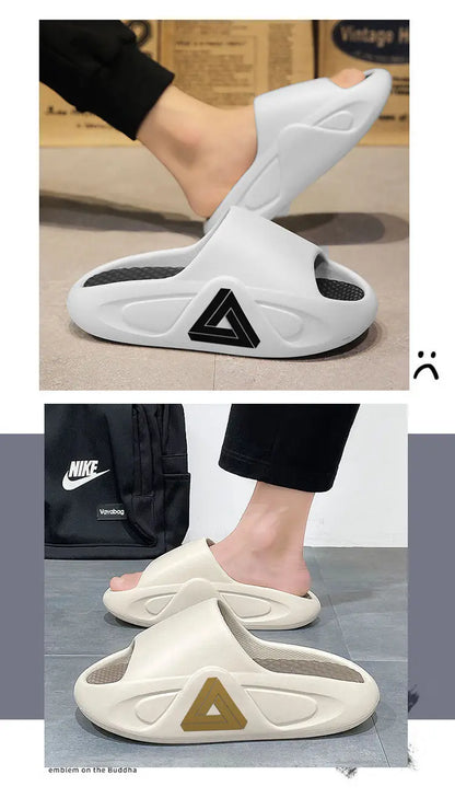 Pantoufles d'été à semelle épaisse pour hommes et femmes, sandales d'intérieur à fond souple EVA, chaussures de plage légères, tongs