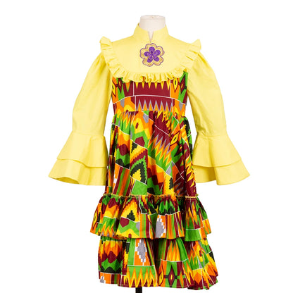 Bintarealwax-Vêtements traditionnels africains pour enfants, robes à volants pour filles, nouvelle mode, Dashiki mignon, WYT575
