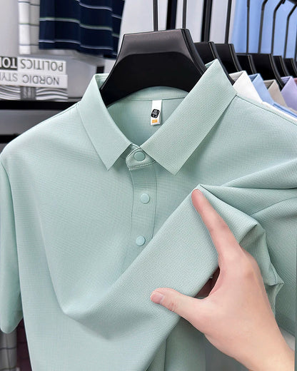 2025 Chemise polo gaufrée sportive pour hommes |   Tailles supérieures de Tennis de Golf évacuant l'humidité S-5XL, boutons-pression, antibactérien 7A de haute qualité