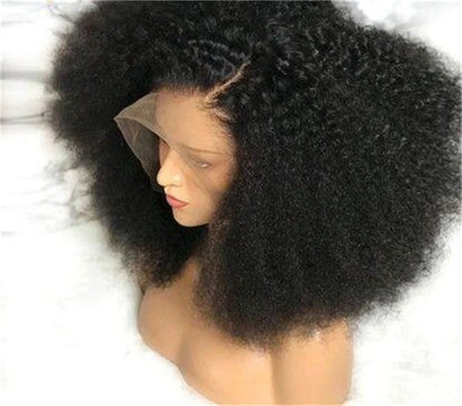 Perruque Bob Lace Front Wig courte bouclée et crépue noire naturelle, 16 pouces, densité 180, BabyHair, pre-plucked, résistante à la chaleur, sans colle, pour femmes, quotidien