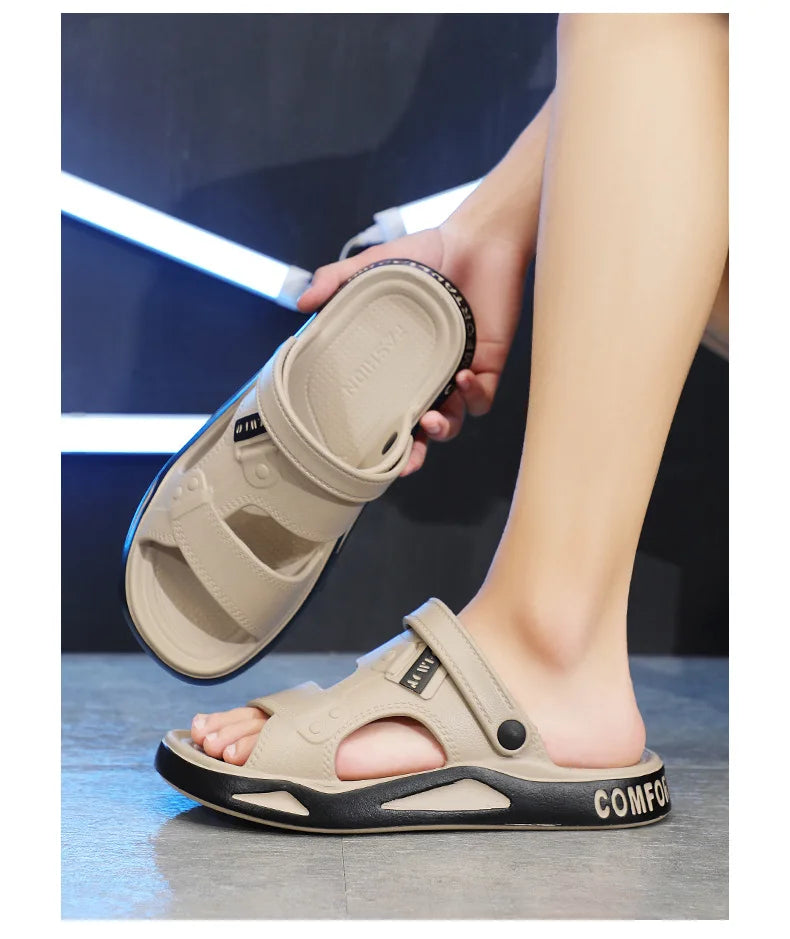 Sandales d'été Eva pour hommes, pantoufles à la mode, légères, douces, plates, antidérapantes, pour l'extérieur, la plage, à bout ouvert