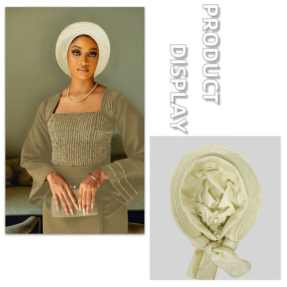 Casquette Turban plissée pour femmes africaines déjà fabriquées Auto Gele femme bandeau Nigeria dame chapeaux chapeau fête de mariage chapeaux