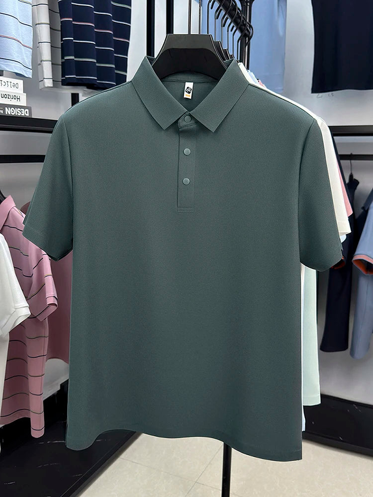 2025 Chemise polo gaufrée sportive pour hommes |   Tailles supérieures de Tennis de Golf évacuant l'humidité S-5XL, boutons-pression, antibactérien 7A de haute qualité