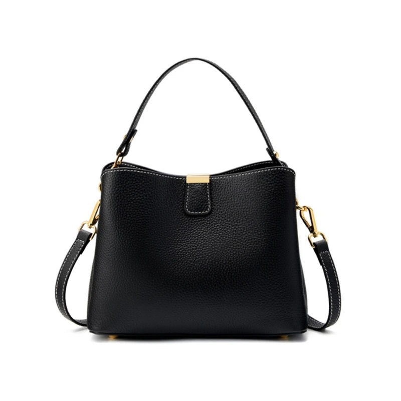 Hifashion 100% vache en cuir véritable seau épaule sacs à bandoulière pour femmes 2025 luxe concepteur large sangle fourre-tout dames sacs à main